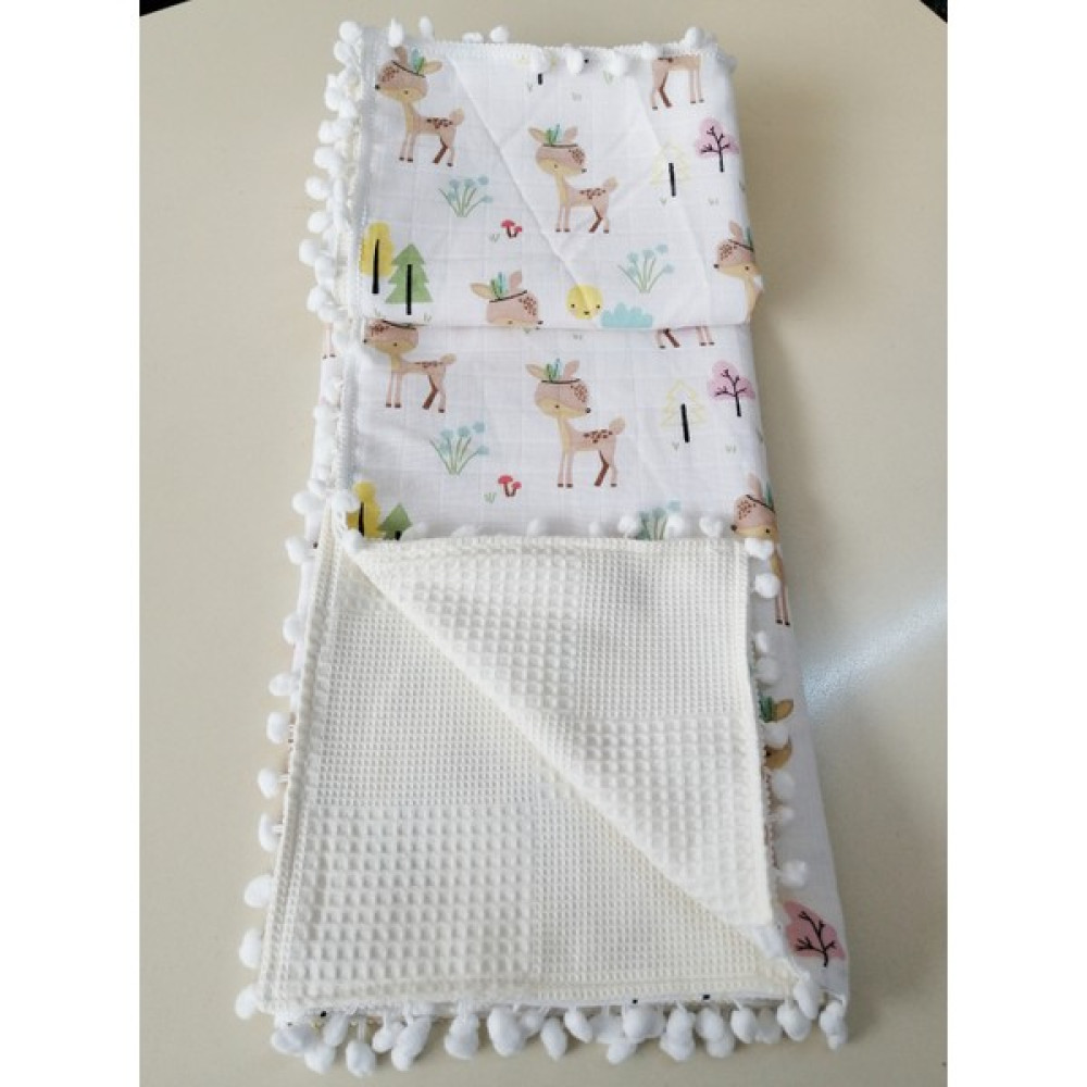 Babies Dream Müslin Pike 110x100 Ölçülerinde Bir Tarafı Müslin Bir Tarafı Pike 100% Pamuk Bebek Battaniyesi Fiyatı