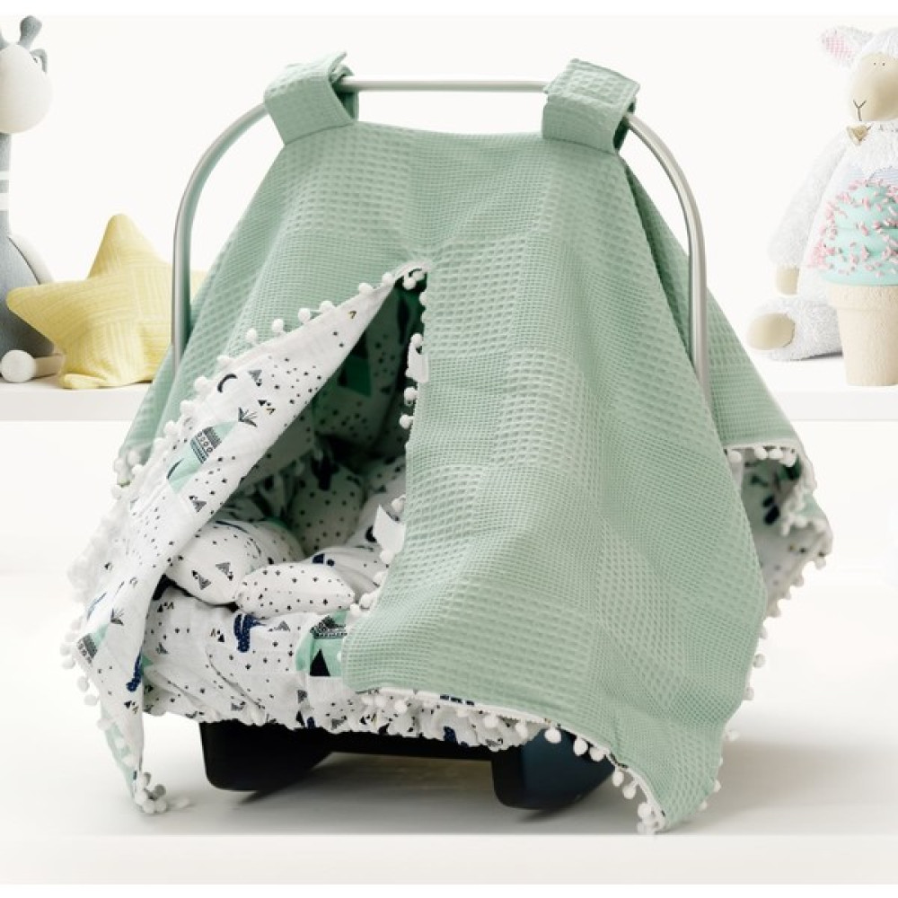 Babies Dream Puset Örtüsü Minder ve Çarşafı %100 Pamuk Pike ve Müslin Kumaştan - Yeşil Bebek Arabası-Puset Aksesuarı Fiyatı