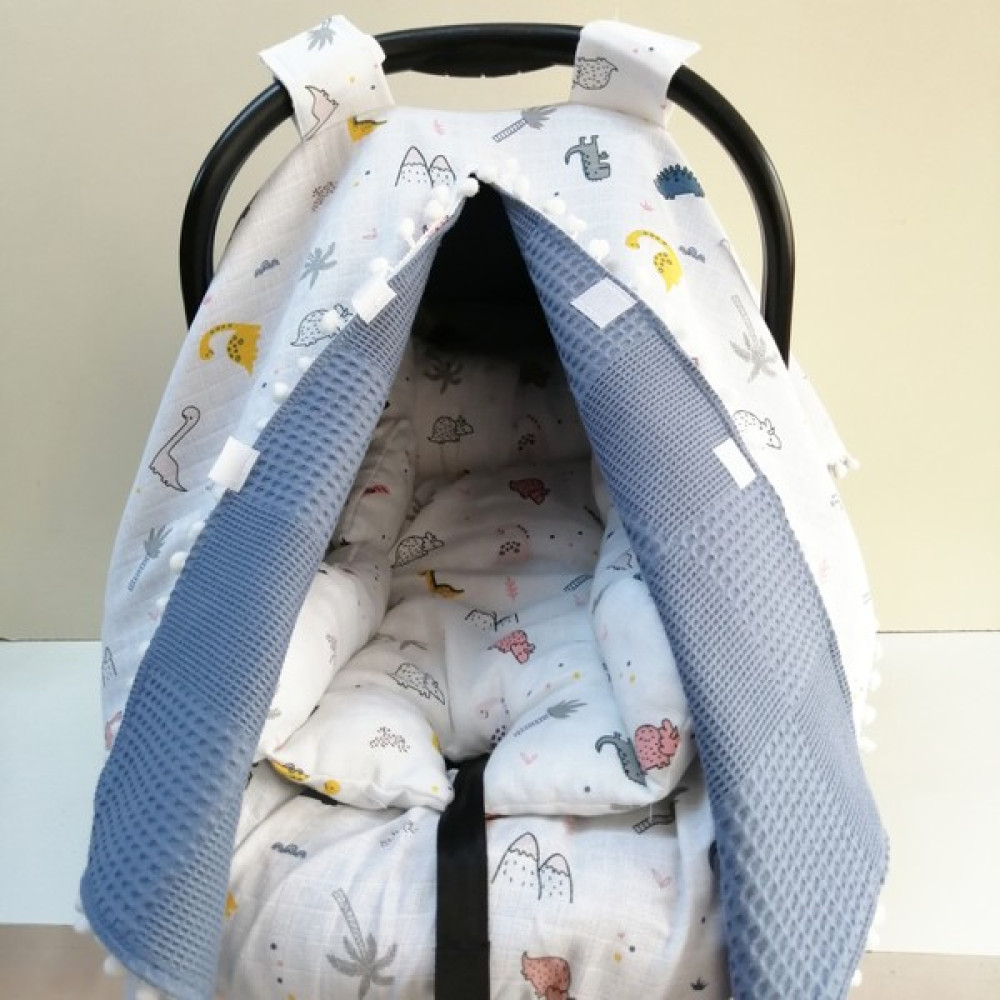 Babies Dream Puset Örtüsü Minderi ve Çarşafı İki Taraflı kullanım Müslin Kumaş ve Pikeli %100 Pamuk - Gri Bebek Arabası-Puset Aksesuarı Fiyatı