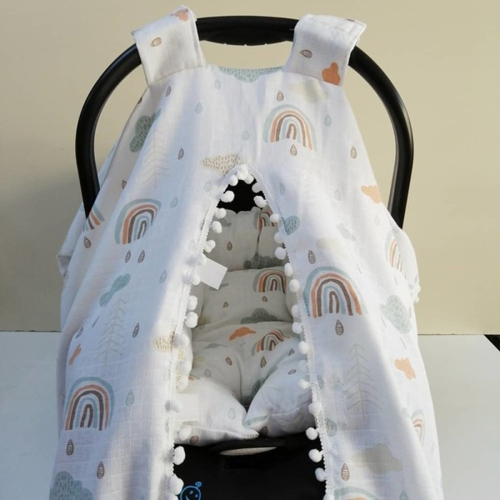 Babies Dream Puset Örtüsü ve Minderi 100% Pamuk Müslin Kumaş - Renkli Bebek Arabası-Puset Aksesuarı Fiyatı