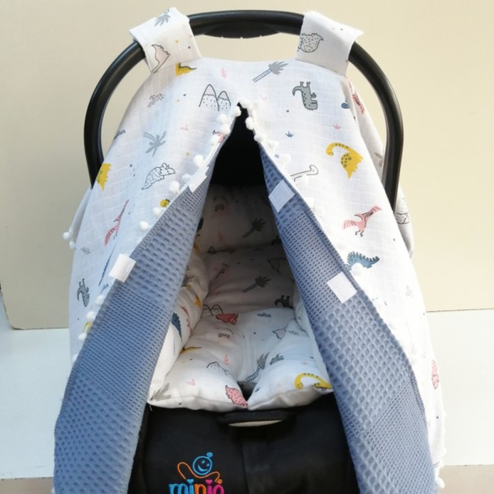 Babies Dream Puset Örtüsü ve Minderi İki Taraflı kullanım Müslin Kumaş ve Pikeli %100 Pamuk - Mavi Bebek Arabası-Puset Aksesuarı Fiyatı