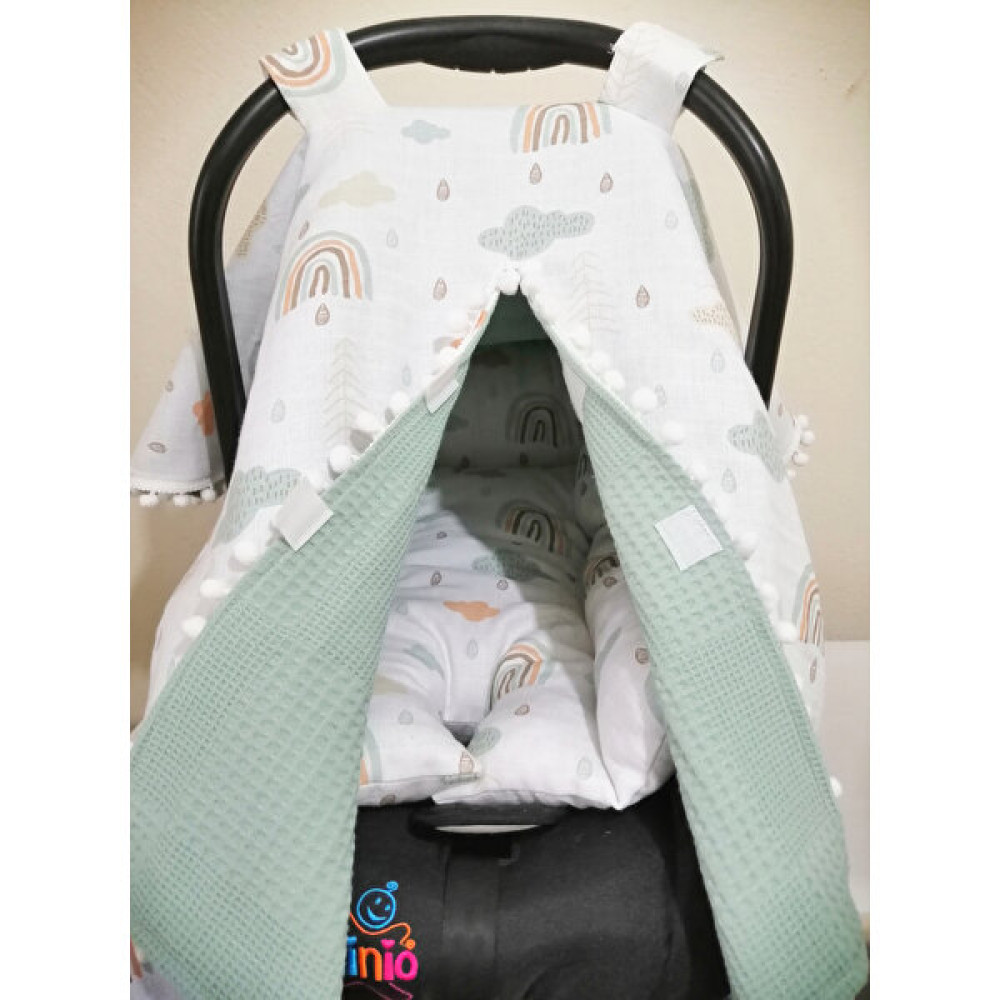 Babies Dream Puset Örtüsü ve Minderi İki Taraflı kullanım Müslin Kumaş ve Pikeli %100 Pamuk - Renkli Bebek Arabası-Puset Aksesuarı Fiyatı