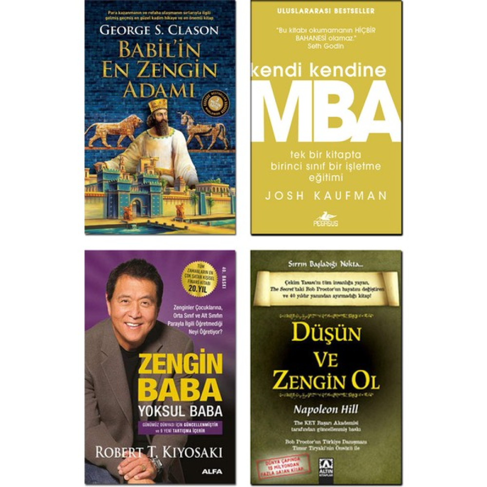 Babil’in En Zengin Adamı / George Samuel Clason + Kendi Kendine Mba / Josh Kaufman + Zengin Baba Yoksul Baba / Robert T. Kiyosaki + Düşün ve Zengin... Ekonomi Pazarlama Kitapları Fiyatı