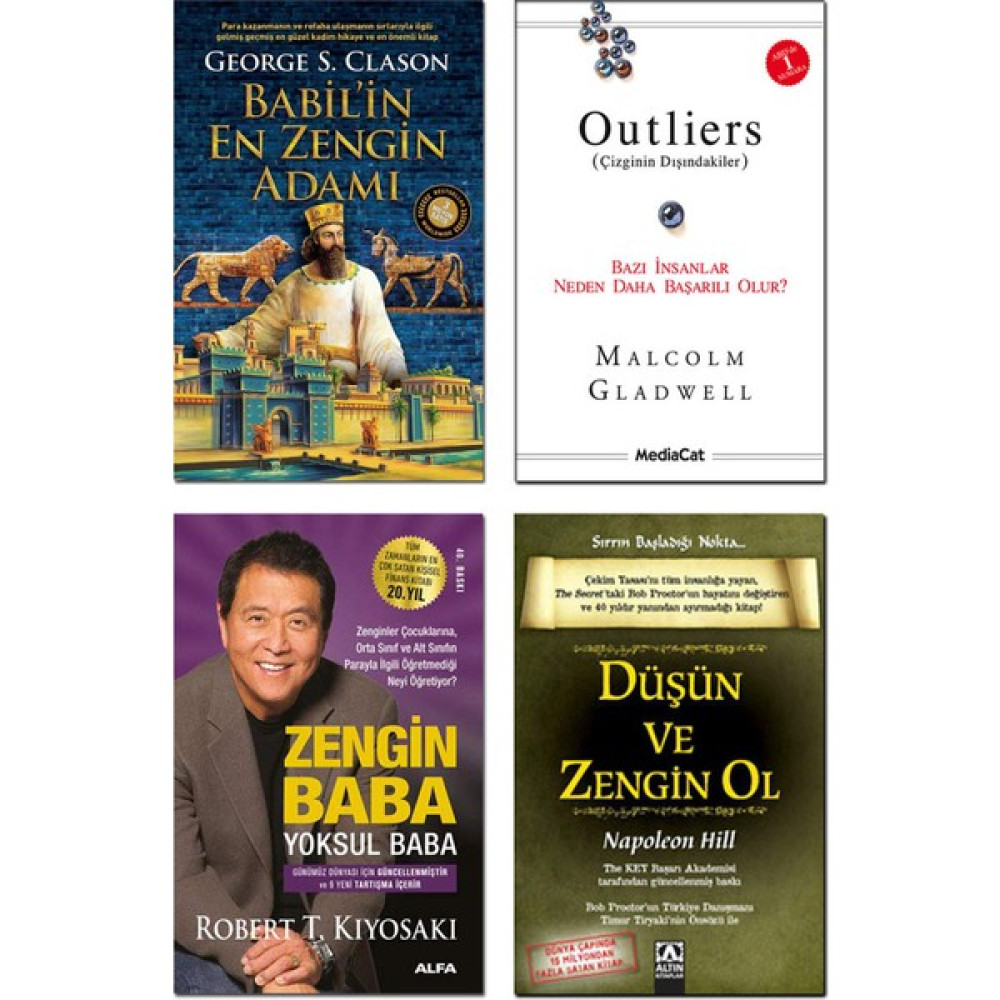 Babil’in En Zengin Adamı / George Samuel Clason + Outliers / Malcolm Gladwell + Zengin Baba Yoksul Baba / Robert T. Kiyosaki + Düşün ve Zengin Ol /... Ekonomi Pazarlama Kitapları Fiyatı