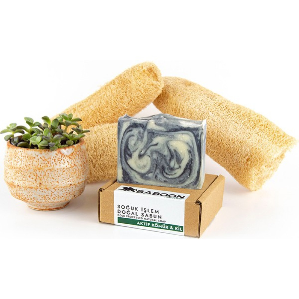 Baboon Natural Aktif Kömür & Kil & Çay Ağacı Yağlı Baboon - Soğuk İşlem Doğal Sabun Sabunlar Fiyatı