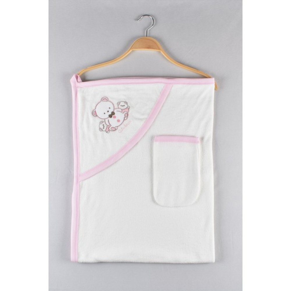 Babush Ayı Nakışlı 85*85CM Bebek Banyohavlusu - Pembe Bebek Banyo-Tuvalet Fiyatı