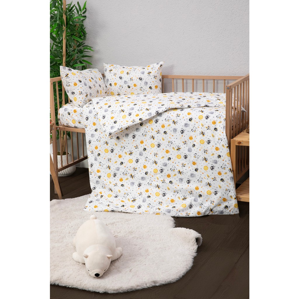 Baby %100 Pamuk Astronot Bebek Nevresim Takımı - Antrasit - 70 x 120 cm Nevresim Takımı Fiyatı