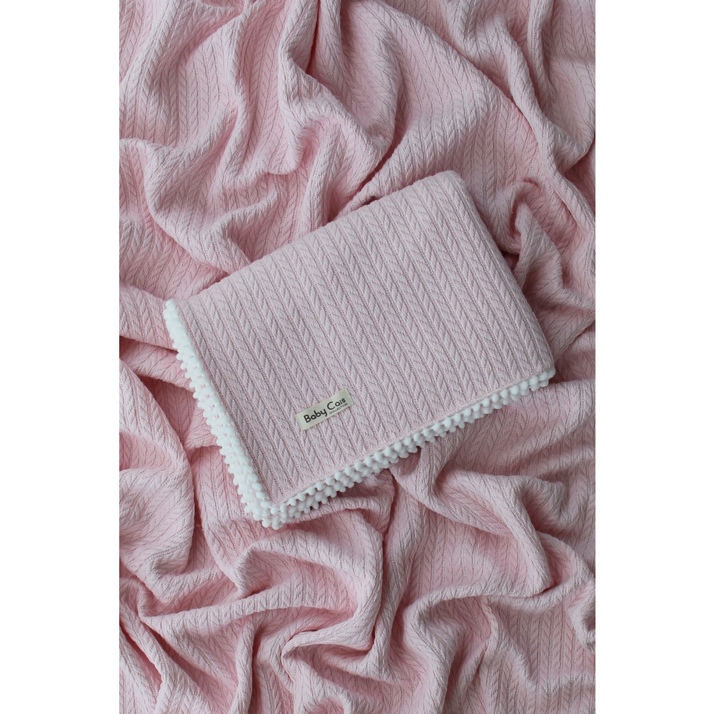 Baby Cais Collection Örgü Desen Bebek Pikesi Organik Pamuk Bebek Battaniyesi Soft Pembe 100x120 Cm 100 x 120 Beden Bebek Battaniyesi Fiyatı