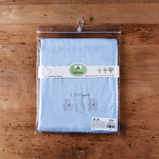 Baby Center S75998 Organik Mavi Penye Bebek Battaniyesi