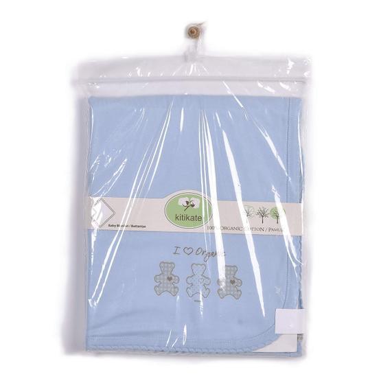 Baby Center S75998 Organik Mavi Penye Bebek Battaniyesi