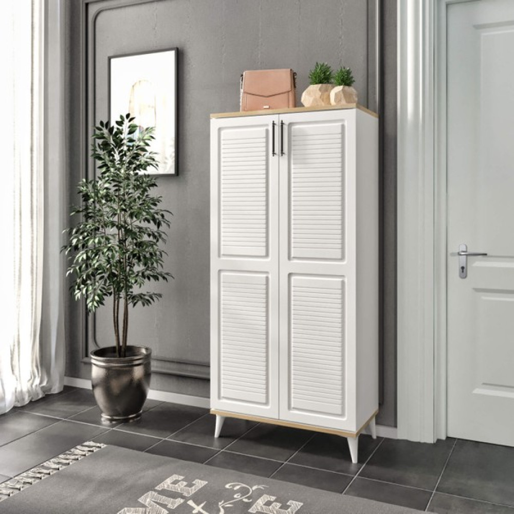 Baby Darling Dali 7 Bölmeli Ayakkabılık %100 Mdf - Beyaz Meşe Ayakkabılık Fiyatı