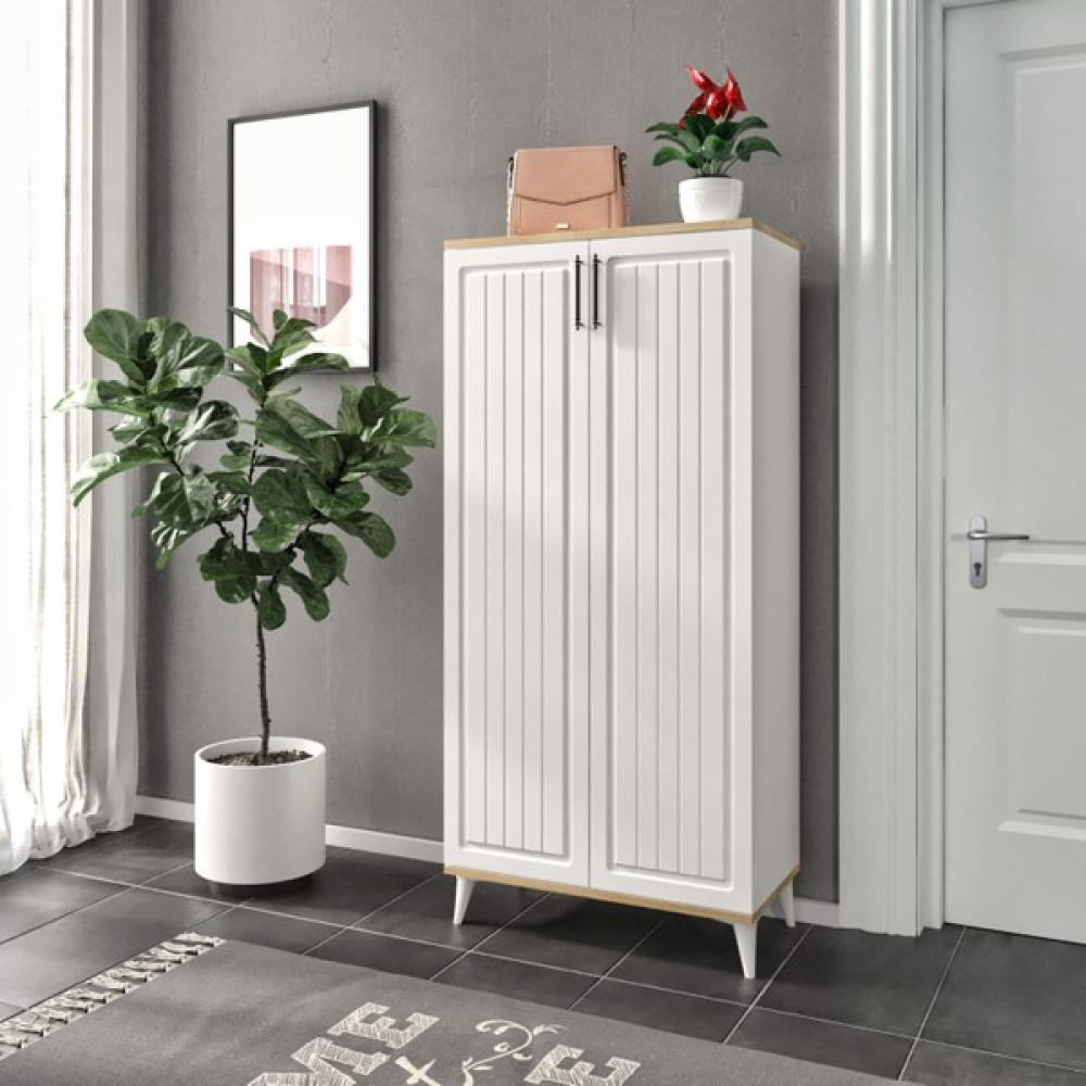 Baby Darling Rose 7 Bölmeli Ayakkabılık %100 Mdf - Beyaz Meşe Ayakkabılık Fiyatı