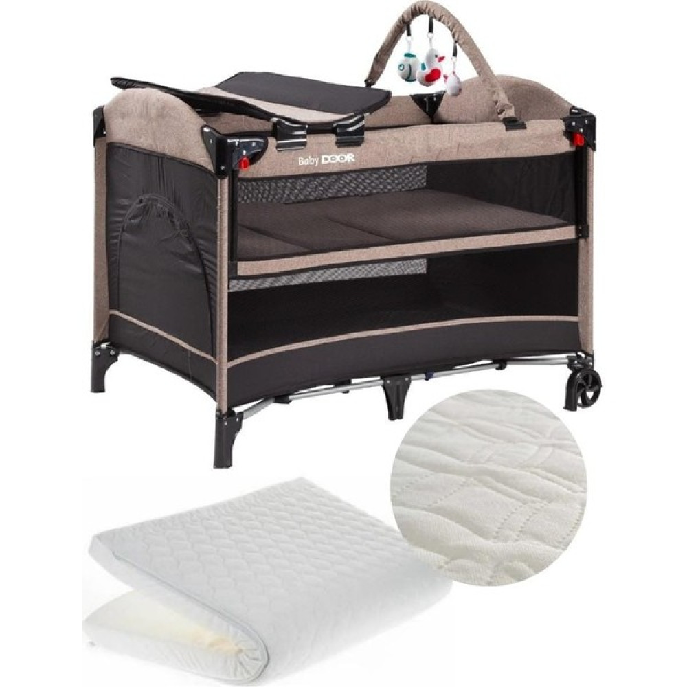 Baby Door Babydoor 2052 Madre Pro Oyun Parkı 70X110 cm Bebek Beşik+Yatak Hediyeli Kahverengi - Gri - Kahverengi Park Yatak / Oyun Parkı Fiyatı
