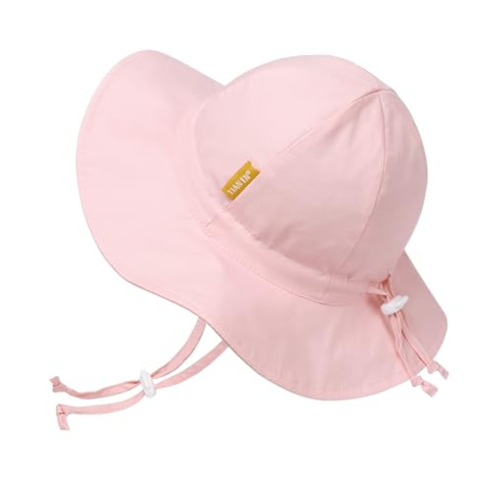 Baby Girl Sun Hat with UPF 50+ Outdoor Adjustable Toddler Beach Hat with Wide Brim Bucket Hats for Kids 6-24 Months Pink