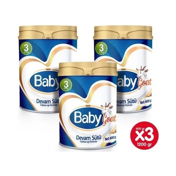 Baby Goat 3 Keçi Sütü Bazlı Biberon Maması 400 gr 12 - 24 Ay İçin Sütlü 3'lü Paket Biberon Fiyatı