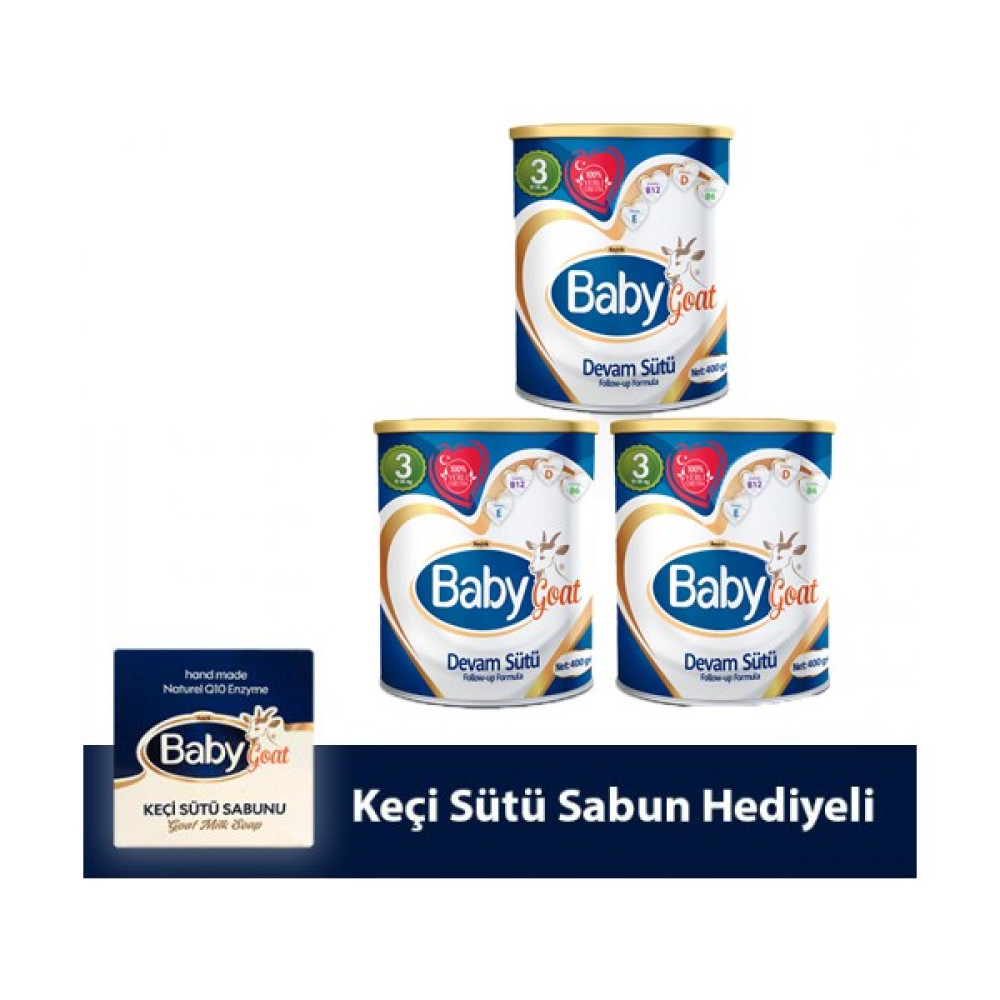 Baby Goat 3 Keçi Sütü Bazlı Devam Sütü 400 gr 'lü + Sabun Bebek Mamaları Fiyatı