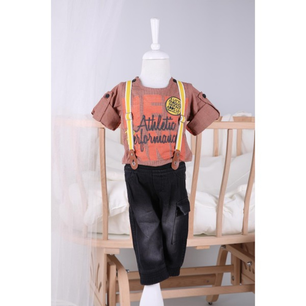 Baby Hola Askılı Pantolon Gömlek Erkek Çocuk Yazlık Takım 1079 Erkek Çocuk Giyim Takımı Fiyatı