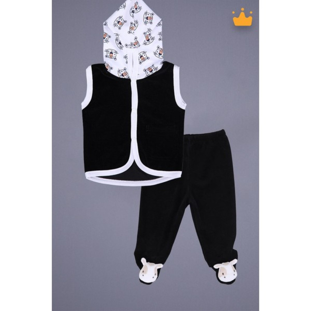 Baby Hola Babyhola Kadife Yelek Patikli Pantolon Unisex Bebek 2'li Set Siyah Erkek Çocuk Giyim Takımı Fiyatı