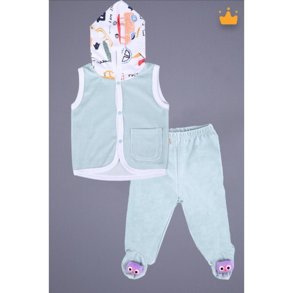 Baby Hola Babyhola Kadife Yelek Patikli Pantolon Unisex Bebek 2'li Set Yeşil Erkek Çocuk Giyim Takımı Fiyatı