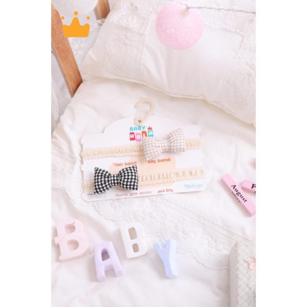 Baby Hola Kız Bebek 2'li Saç Bandı Bandana Set Siyah-Krem 1706 Bebek Saç Bandı Fiyatı