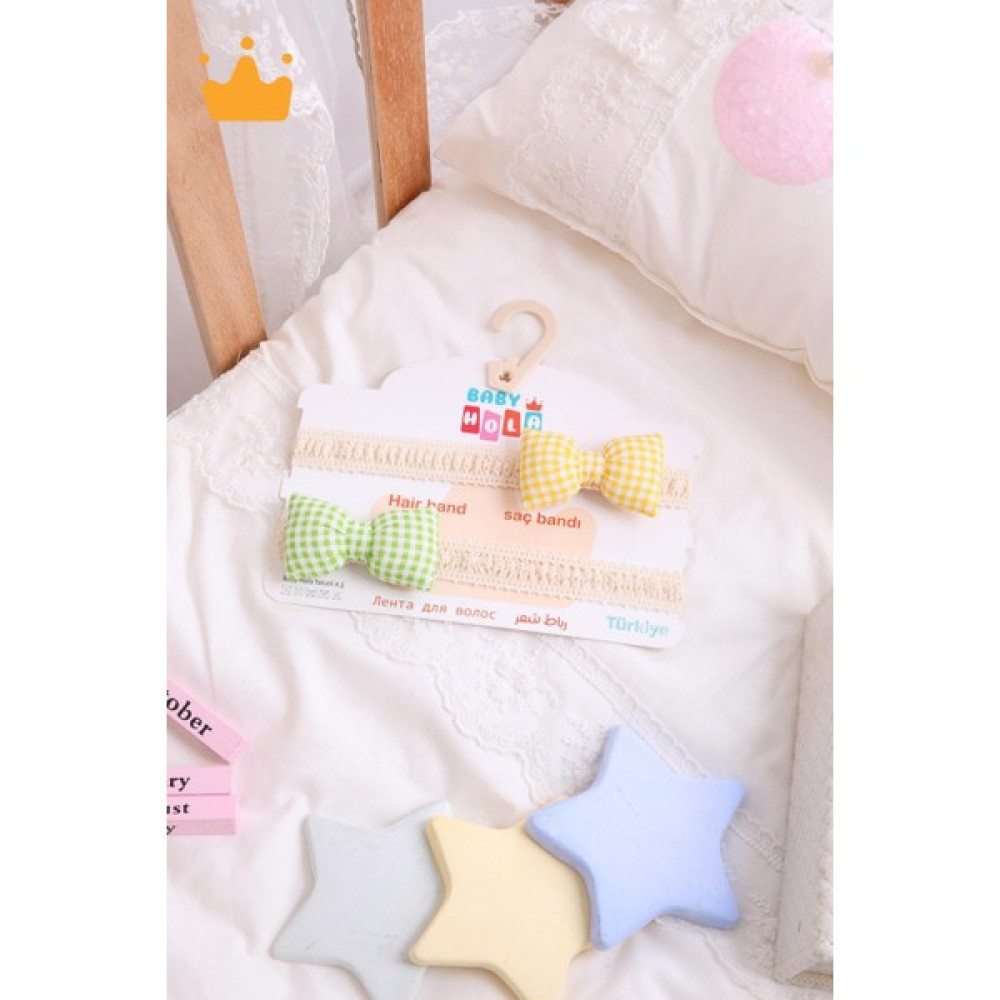 Baby Hola Kız Bebek 2'li Saç Bandı Bandana Set Yeşil-Sarı 1704 Bebek Saç Bandı Fiyatı
