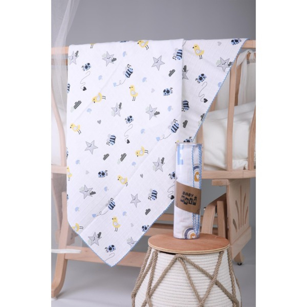 Baby Hola Müslin Örtü 85X90CM Uğur Böceği Desen Organik Hediyelik Emzirme Alt Açma Yenidoğan Puset örtüsü - 85 x 95 cm - Gri Hamilelik ve Emzirme Fiyatı