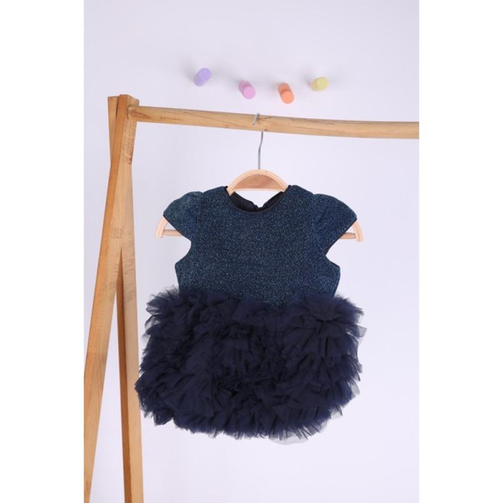 Baby Hola Tütü Pırıltılı Bebek Elbisesi Özel Gün Davet Doğum Günü Lacivert Simli 4007 Bebek Elbisesi Fiyatı
