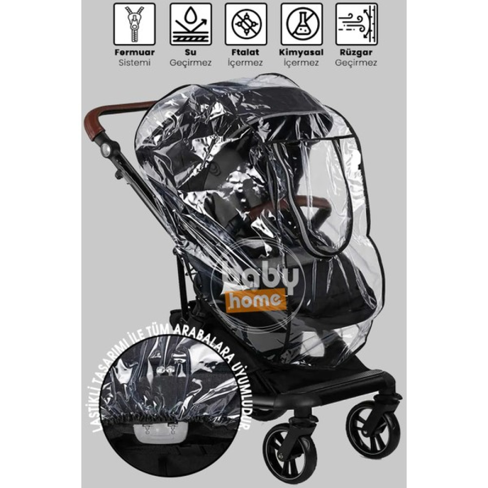 Baby Home 001 Lüx Bebek Arabası Yağmurluğu Fermuarlı Yağmurluk - Siyah Bebek Arabası-Puset Aksesuarı Fiyatı
