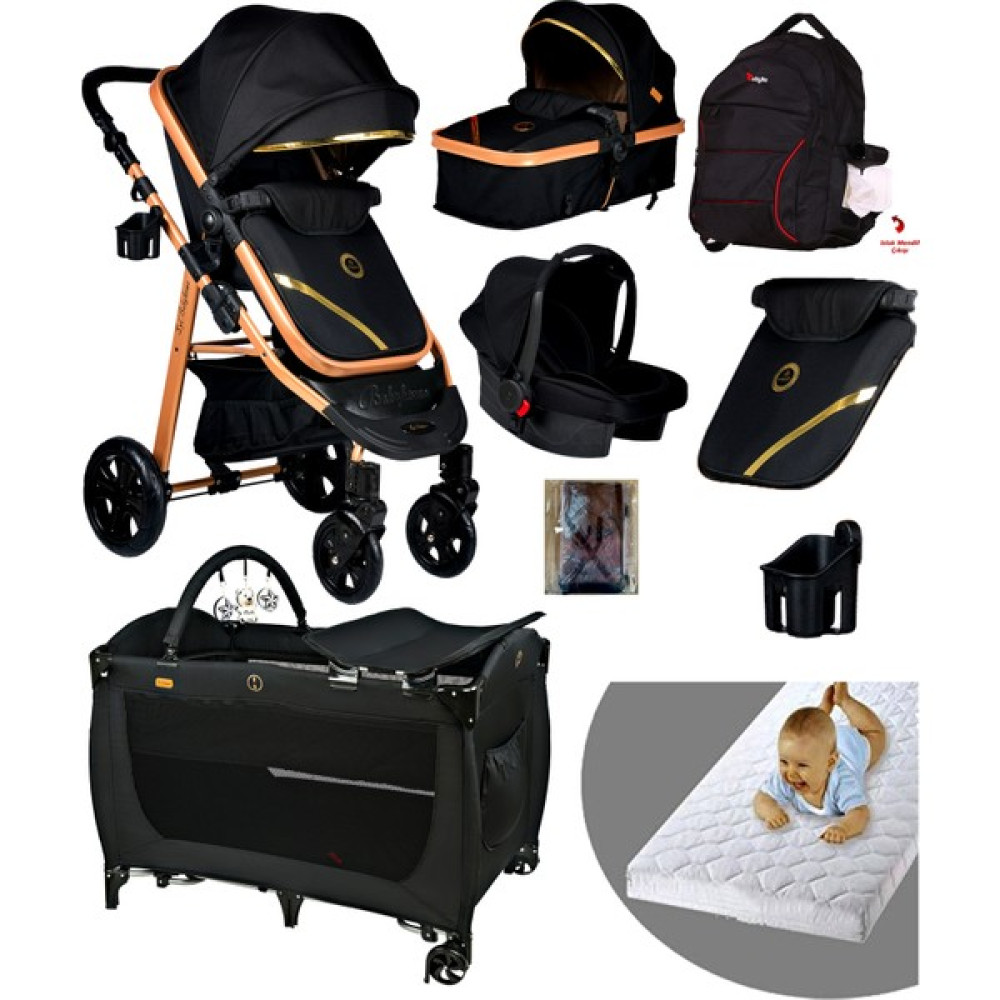 Baby Home 8 in 1 yeni ekonomi paketi Baby Home 940 Travel Sistem Bebek Arabası 560 Bebek Oyun Parkı Yatak Beşik Gold Siyah - Siyah - Gold Bebek Arabası-Puset Aksesuarları Fiyatı