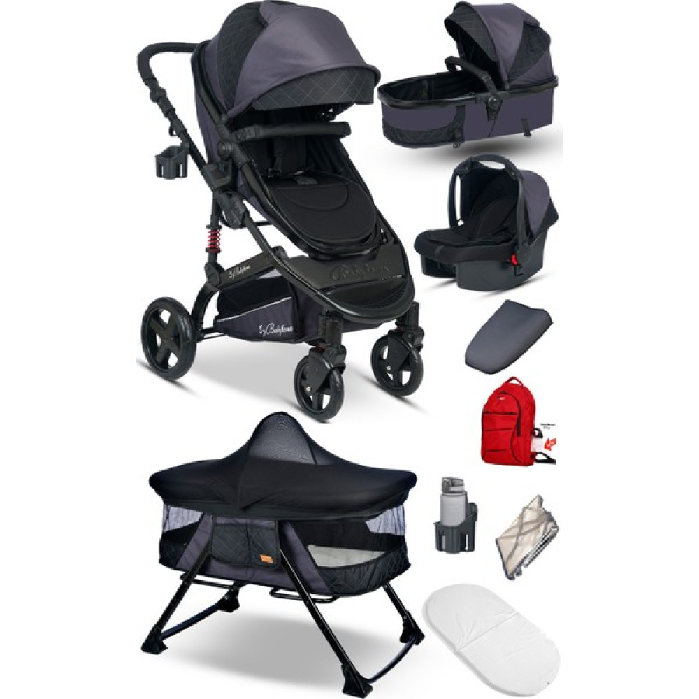Baby Home 9 In 1 Set Baby Home 946 Single-To Travel Sistem Bebek Arabası ve 510 Lulla-Go Anne Yanı Bebek Sepeti Beşik - Füme Bebek Arabası-Puset Aksesuarları Fiyatı