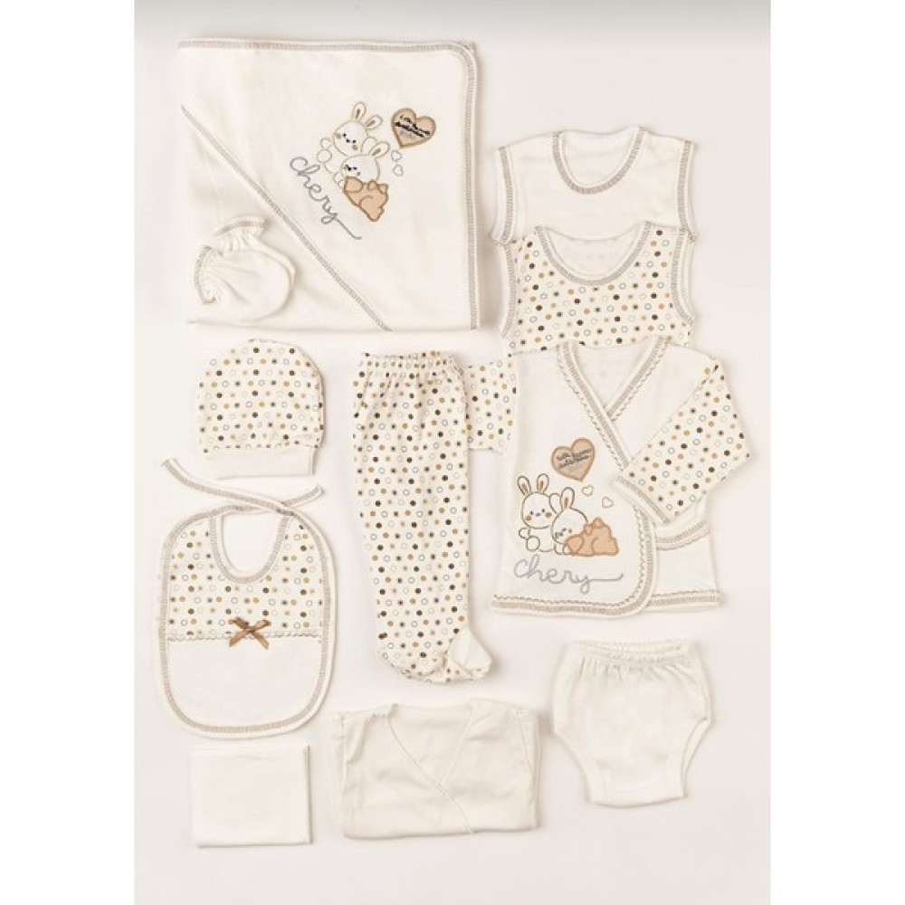 Baby kids colors 11 Parça Tavşan Nakışlı Hastane Çıkışı Yeni Doğan Zıbın Set Bebek Hastane Çıkışı Fiyatı