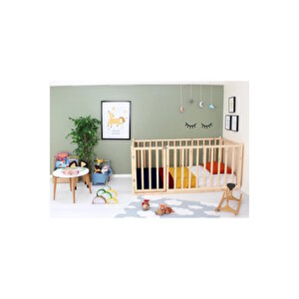 Baby Kinder Doğal Ahşap Montessori Bebek Ve Çocuk Karyolası Ve Oyun Alanı 60x120 cm Karyola Fiyatı