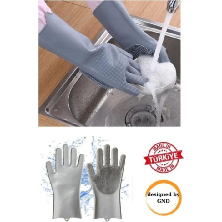 Baby Londy Tırtıklı Sihirli Silikon Bulaşık Eldiveni Mutfak Banyo Temizleme Fırçası - Gri Diğer Fiyatı