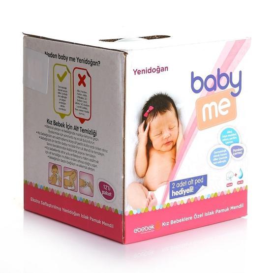 Baby Me 12x40 Adet Kız Yenidoğan Pamuk Islak Mendil