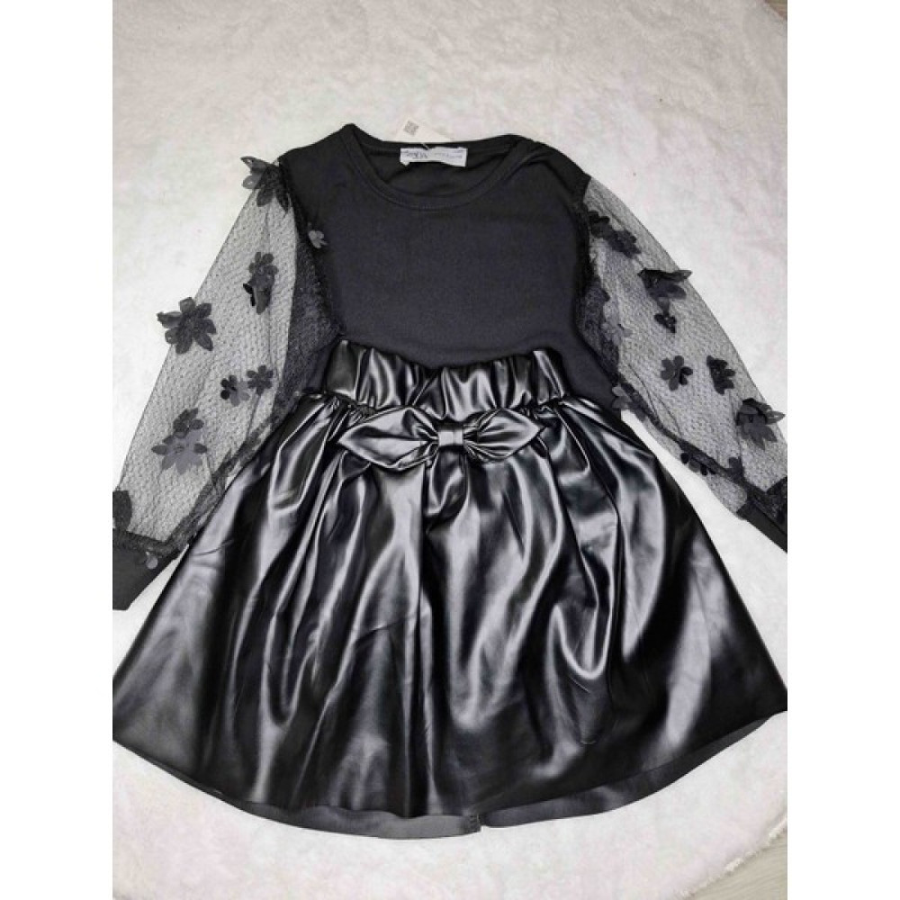 Baby Me Kids Kız Çocuk Çiçek Tüllü Deri Etek Takım Kız Çocuk Giyim Takımı Fiyatı