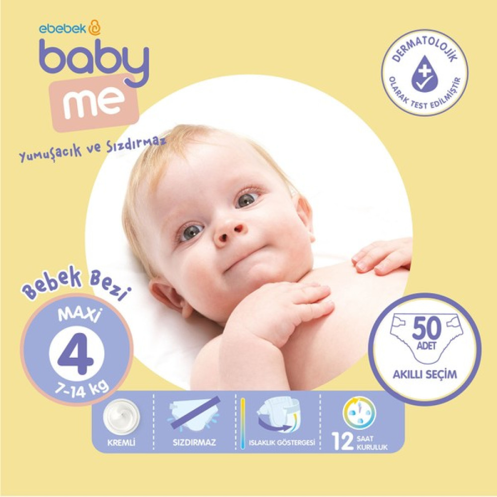 Baby Me Maxi 4 Numara Bebek Bezi 7-14 kg 50 Adet Bebek Bezi Fiyatı