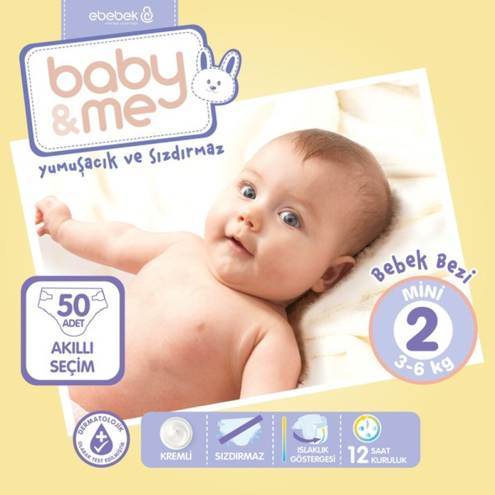 Baby Me Mini 2 Numara Bebek Bezi 3 - 6 Kg 50 Adet Bebek Bezi Fiyatı