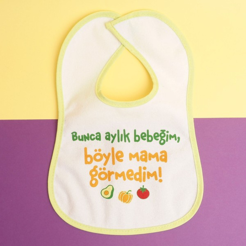Baby Me Sözlü Önlük  Bunca Aylık Bebeğim, Böyle Mama Görmedim! - Renkli - Standart Mama Önlüğü Fiyatı