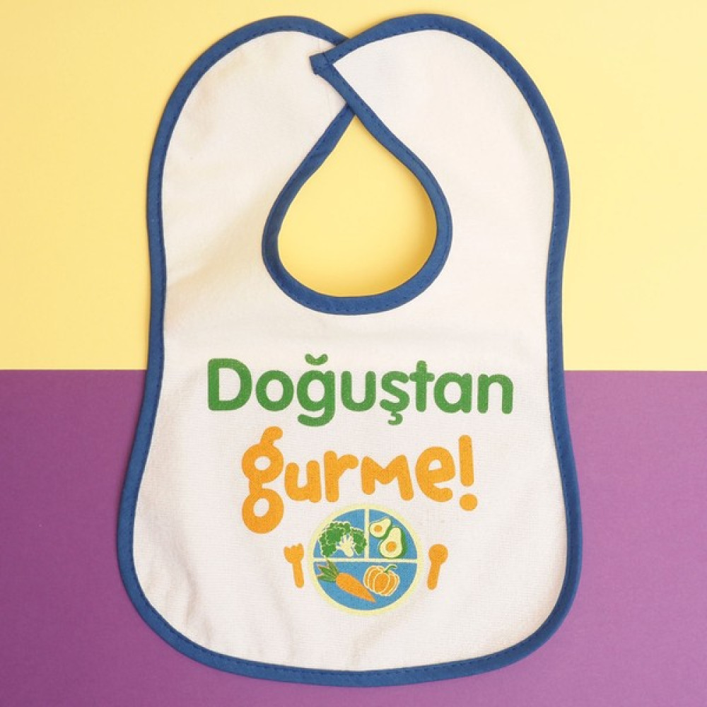 Baby Me Sözlü Önlük Doğuştan Gurme! - Renkli - Standart Mama Önlüğü Fiyatı