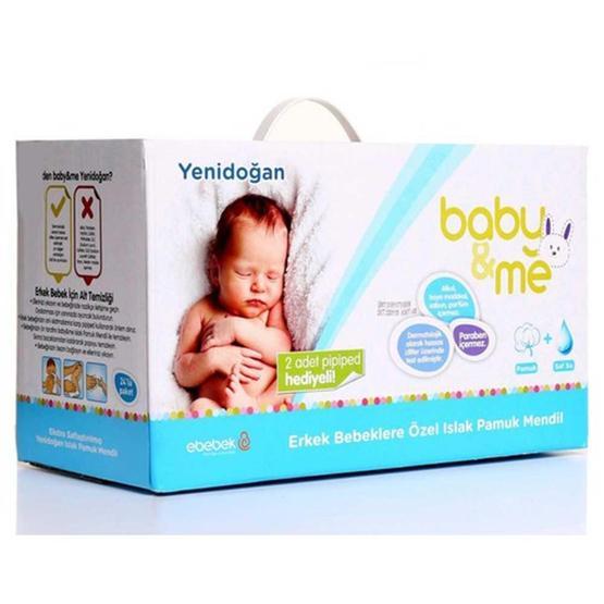 Baby&Me Yenidoğan Islak Erkek 24x40 Adet Pamuk Mendil Bebek Mendil-Islak Mendil Fiyatı