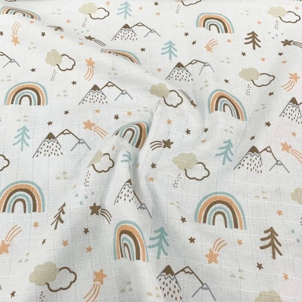 Baby Meva Çok Amaçlı Müslin Örtü 01-Gökkuşağı 100X100 cm Bebek & Çocuk & Yeni Doğan Müslin Battaniye, Müslin Bez Hamilelik ve Emzirme Fiyatı