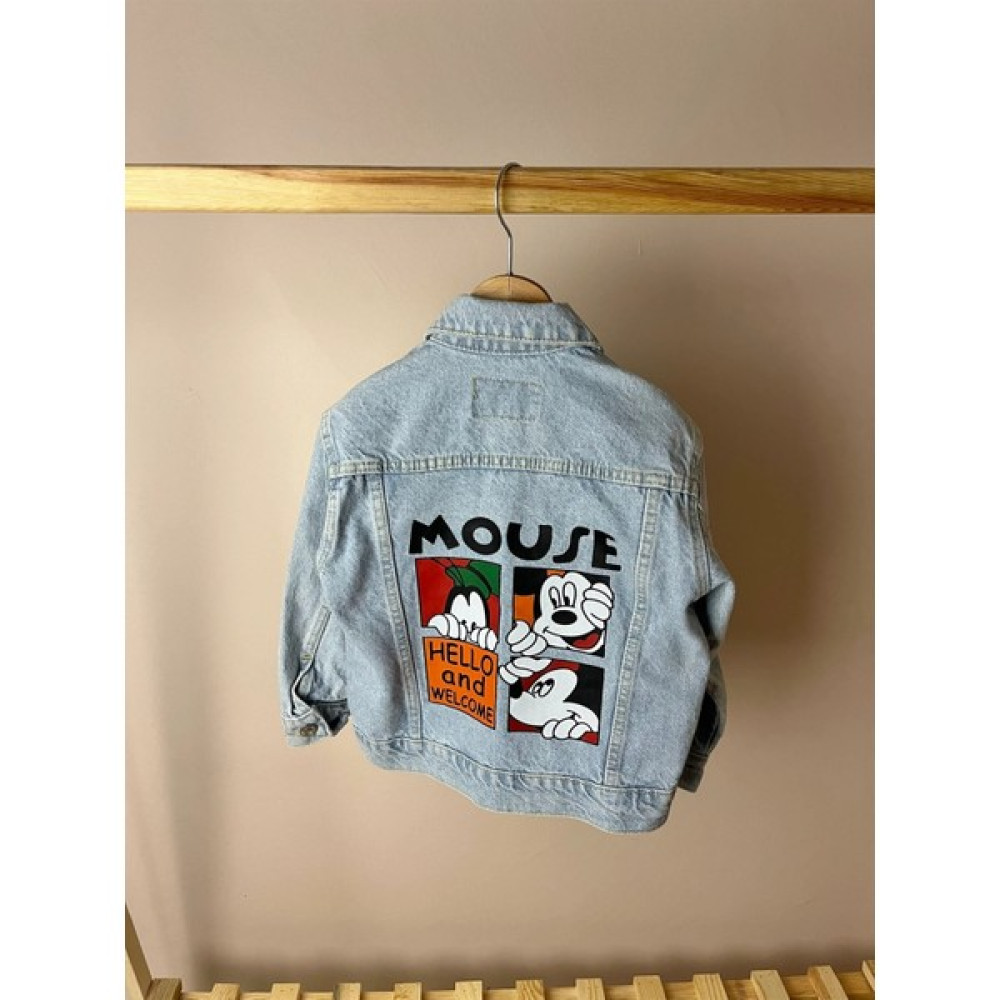 Baby Mini Elf Mickey Mouse Desenli Kot Ceket Erkek Çocuk Mont Fiyatı