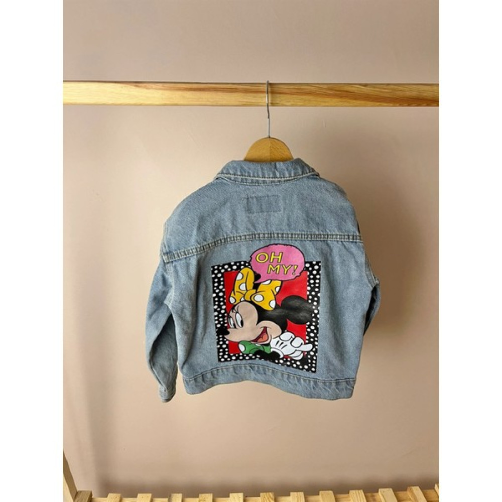 Baby Mini Elf Minnie Mouse Desenli Kot Ceket Kız Çocuk Mont Fiyatı