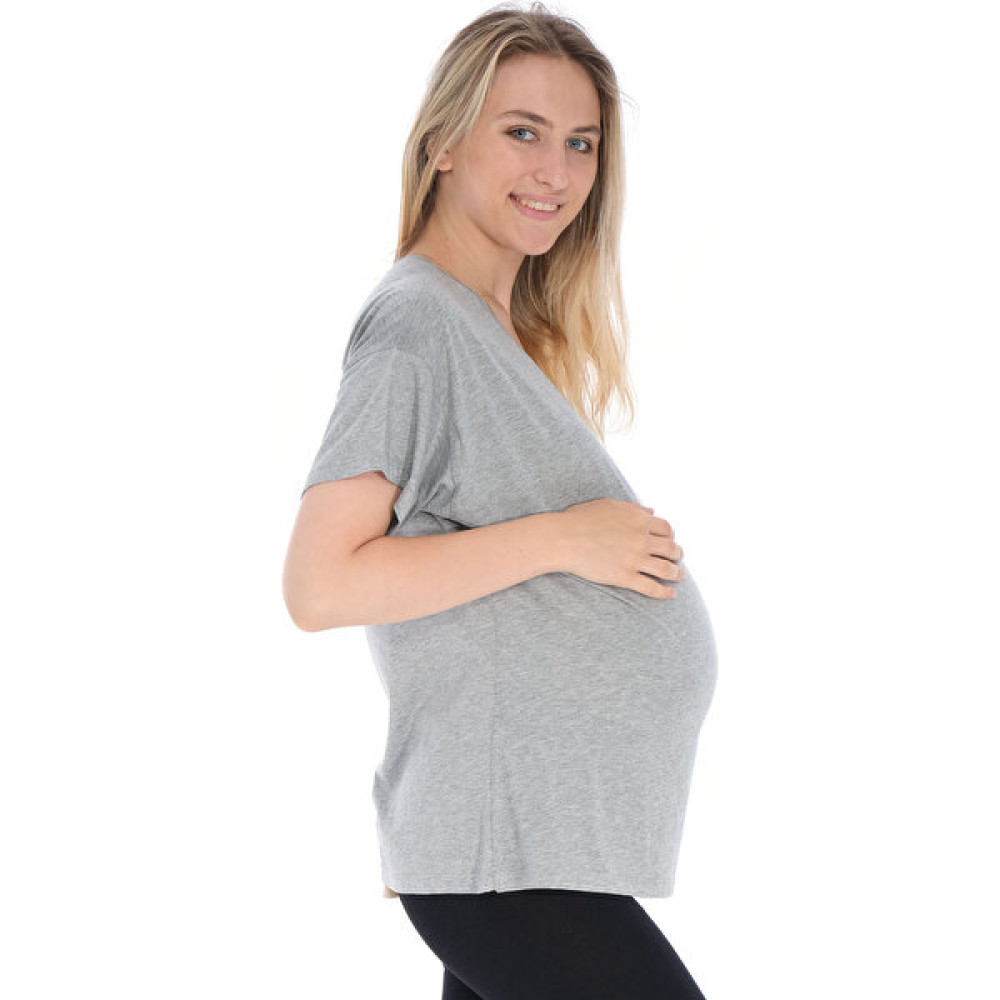 Baby Mom Düşük Omuzlu Geniş Kalıp Modal Hamile Tshirt Hamile Giyim Fiyatı