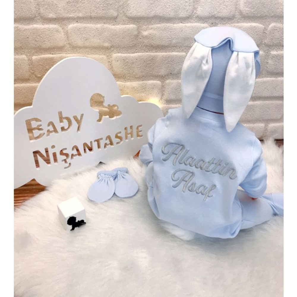 Baby Nisantashe İsme Özel Nakışlı Tavşan Tulum Takımı Mavi Bebek Tulumu Fiyatı