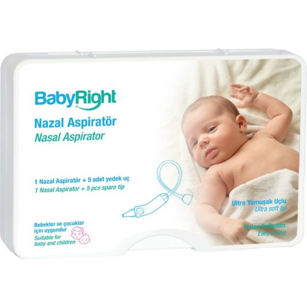 Baby Right Bebek Nazal Burun Aspiratörü + 5 Adet Ekstra Yumuşak Uç - 0 - 3 Yaş Burun Aspiratörü Fiyatı