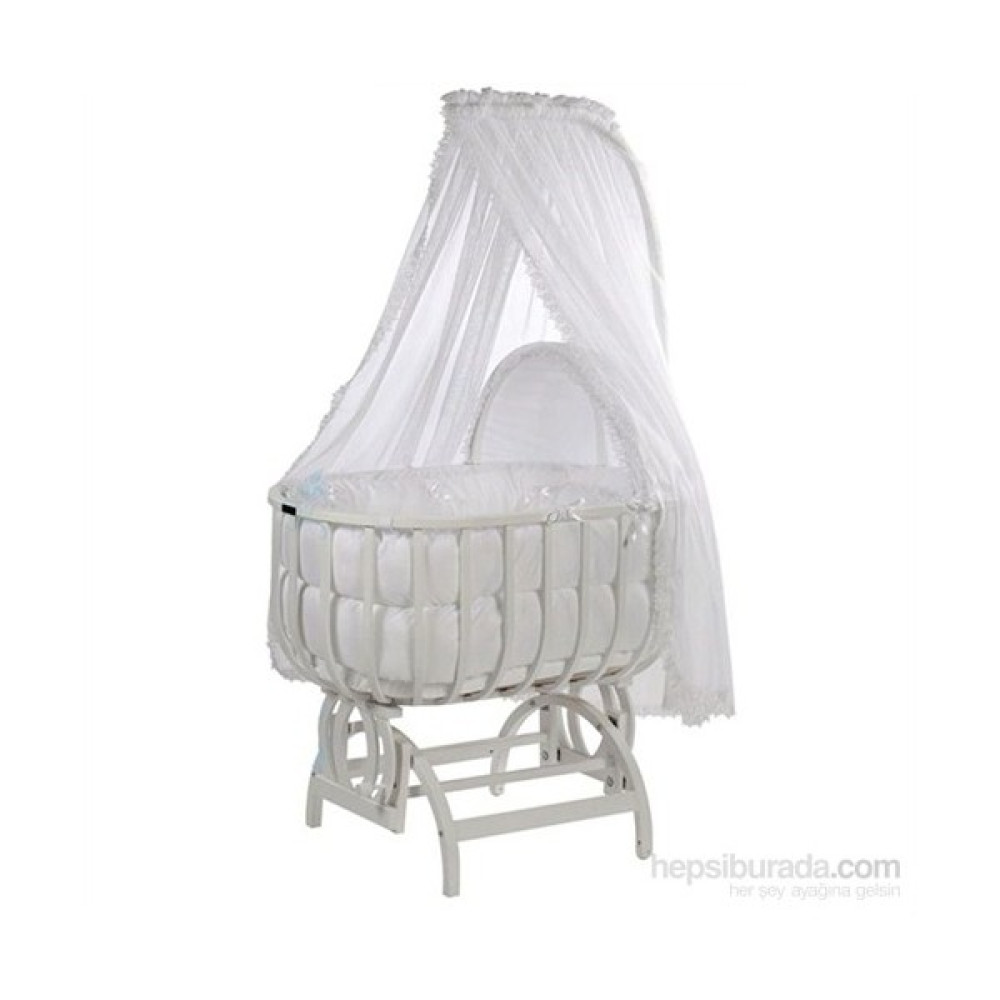 Baby Tech 113 Saraylı Ahşap Bebek Beşiği Beyaz Beşik Fiyatı