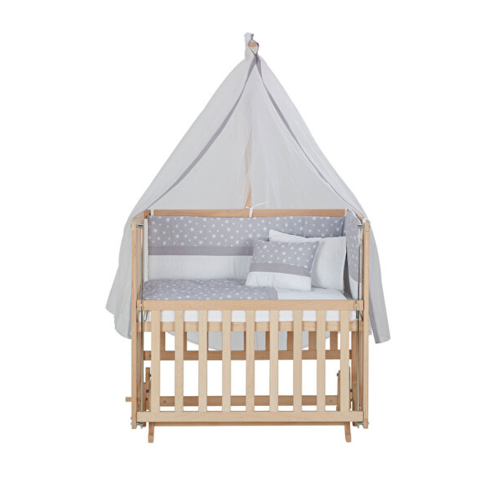 Baby Tech 50x90 CM Naturel Boyasız 4 Kademeli Beşik + Gri Yıldızlı Uyku Seti Bebek Oyun Parkı & Beşikleri Fiyatı
