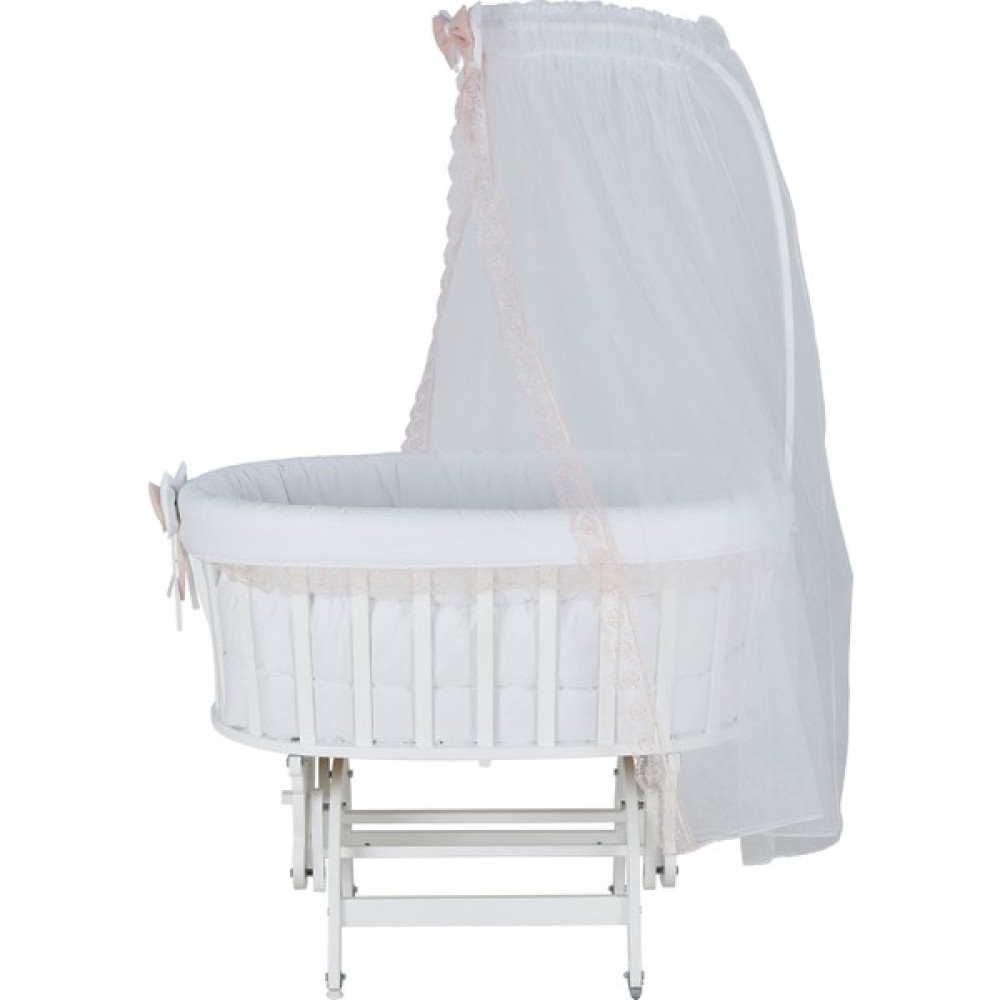 Baby Tech Lake Beyaz Sepet Beşik + Pudra Fransız Dantelli Uyku Seti - 92 x 56 x 38 - Pembe Beşik Fiyatı