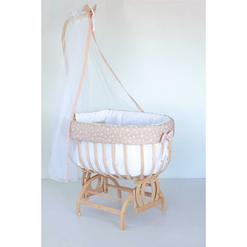 Baby Tech Saraylı Naturel Ahşap Sepet Beşik - Yıldızlı Uyku Seti - Kahverengi Beşik Fiyatı